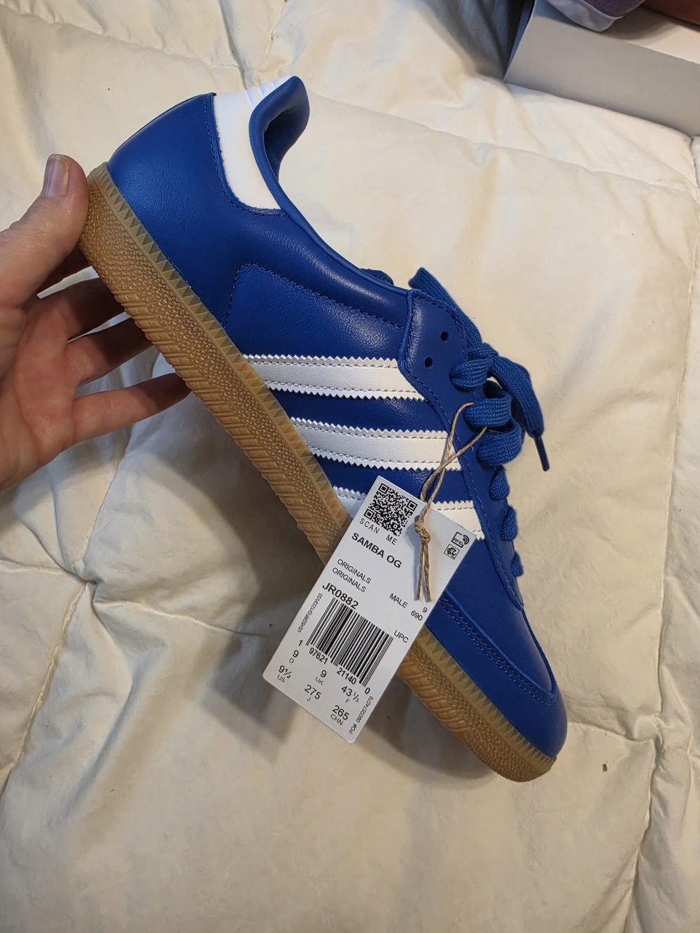 Adidas Mens Samba OG Leather Sneaker - Blue/White